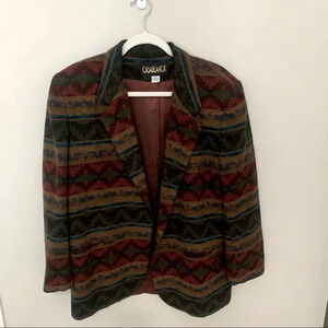Vintage Oversized Wool Blend Aztec Colorful Blazer Size 10